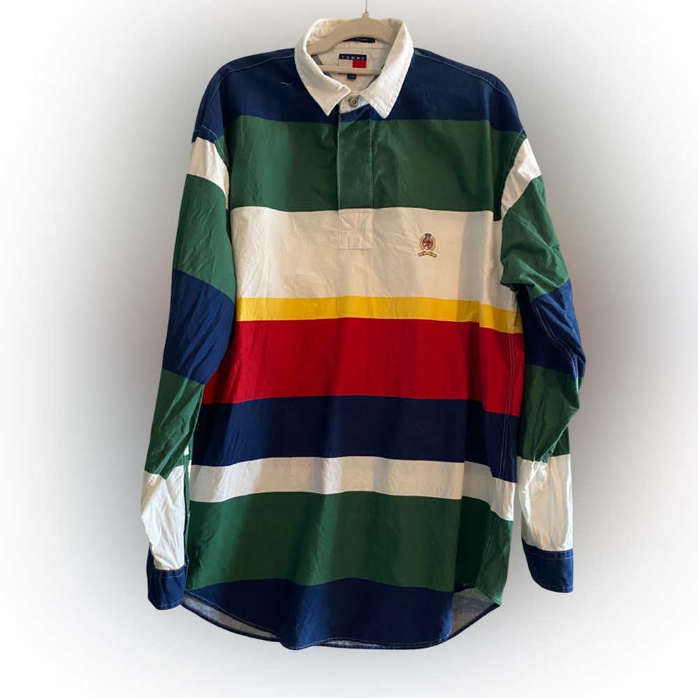 Rare Vintage 90s Tommy Hilfiger Polo Rugby Pullover Shirt Size Large